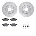 Dynamic Friction Co 7512-65015, Rotors-Drilled and Slotted-Silver w/ 5000 Advanced Brake Pads incl. Hardware, Zinc Coat 7512-65015